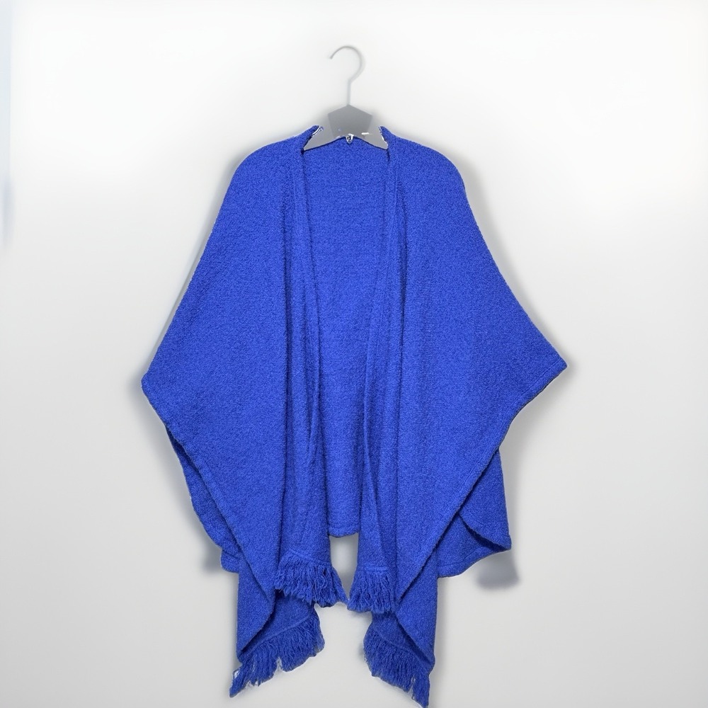 Boyne Valley Weavers VTG Ireland Wool Alpaca Blend Poncho Royal Blue Shawl Cape